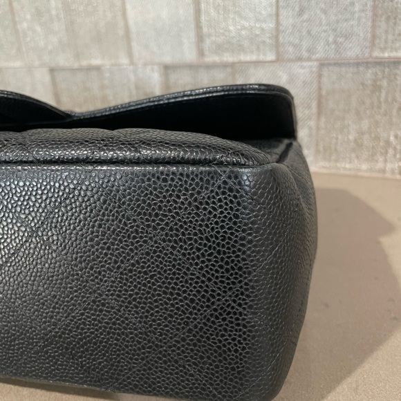 SOLD CHANEL Classic Black Quilted Caviar Silver Chain Jumbo Large Flap Bag - Picture 4 of 13